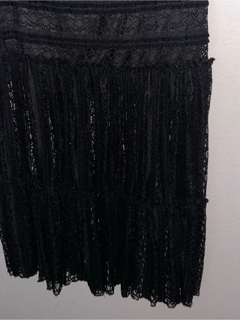 Women's Black Lace Fringe Maxi Skirt - Picture 3 of 6